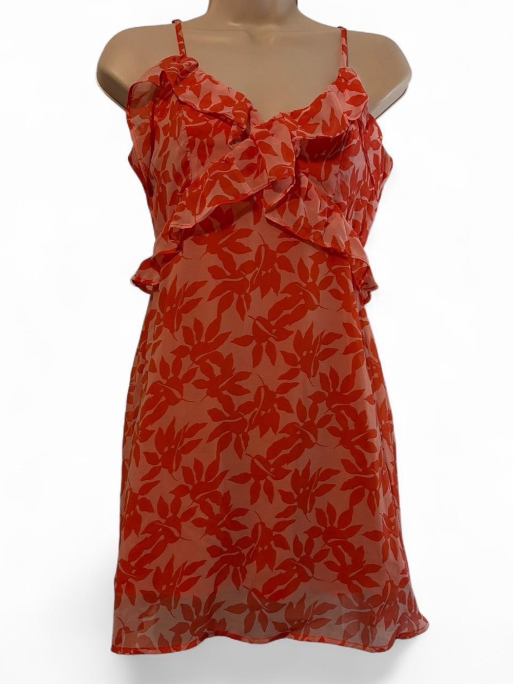 miami Orange Floral Ruffle Slip Dress